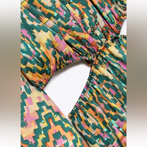 CUT OUT PRINTED MIDI DRESS - Picture 4 of 6